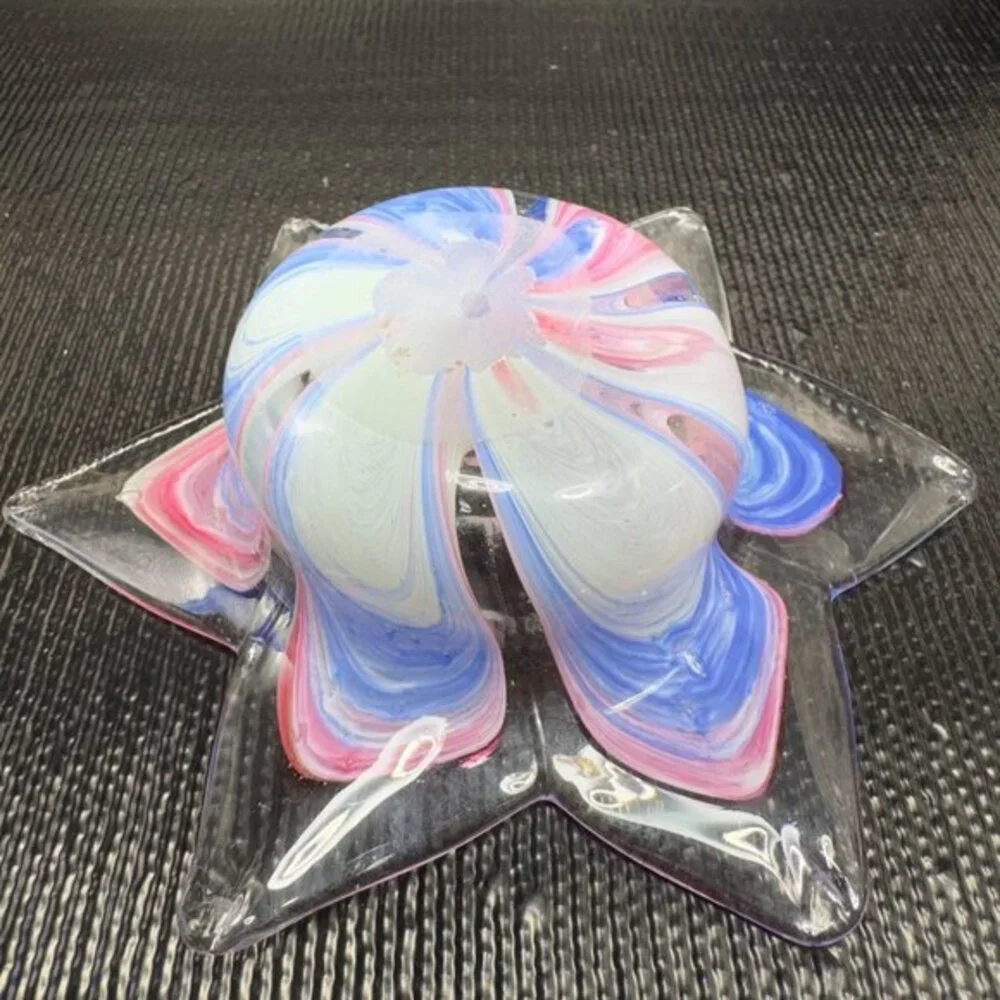 Crystal Clear Italian Art‎ Glass Flower Shaped Votive Candle Holder Dish Bowl